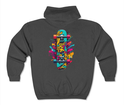 Colored Skateboard Classic Zip Hoodie