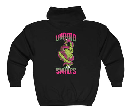 Undead Snakes Classic Zip Hoodie, a stylish graphic hoodie perfect for streetwear enthusiasts.