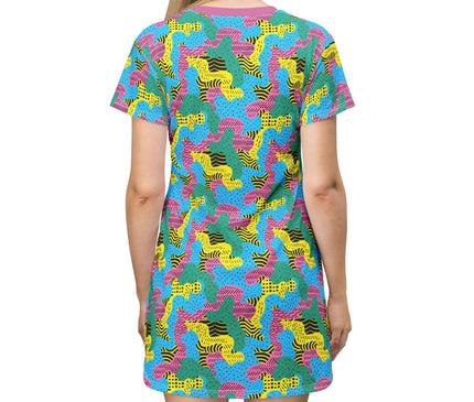 Retro Memphis Squiggle Women's Tee Dress