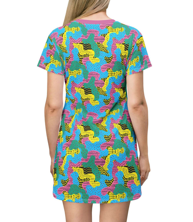Retro Memphis Squiggle Women's Tee Dress