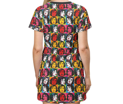 Pop Art Women Faces Print Women's Tee Dress
