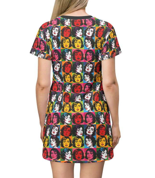 Pop Art Women Faces Print Women's Tee Dress