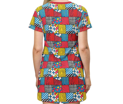 Pop Art Geometric Patchwork Women's Tee Dress
