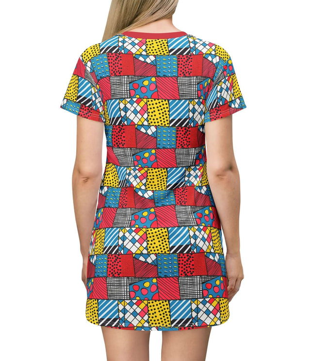 Pop Art Geometric Patchwork Women's Tee Dress
