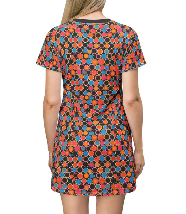 Colorful Retro Bubble Circles Women's Tee Dress