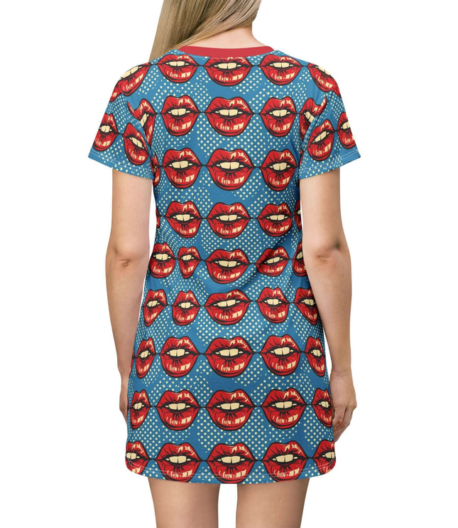 Pop Art Red Lips Women's Tee Dress