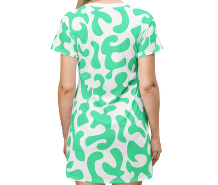 Light Green Abstract Pattern Women's Tee Dress