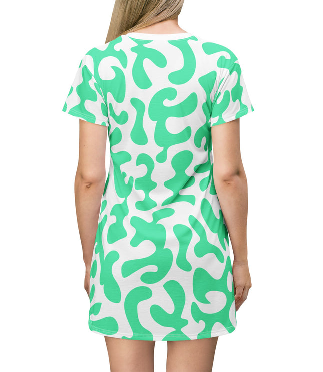 Light Green Abstract Pattern Women's Tee Dress