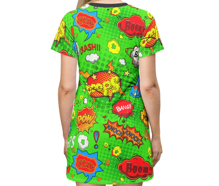 Green Comic Pop Women's Tee Dress