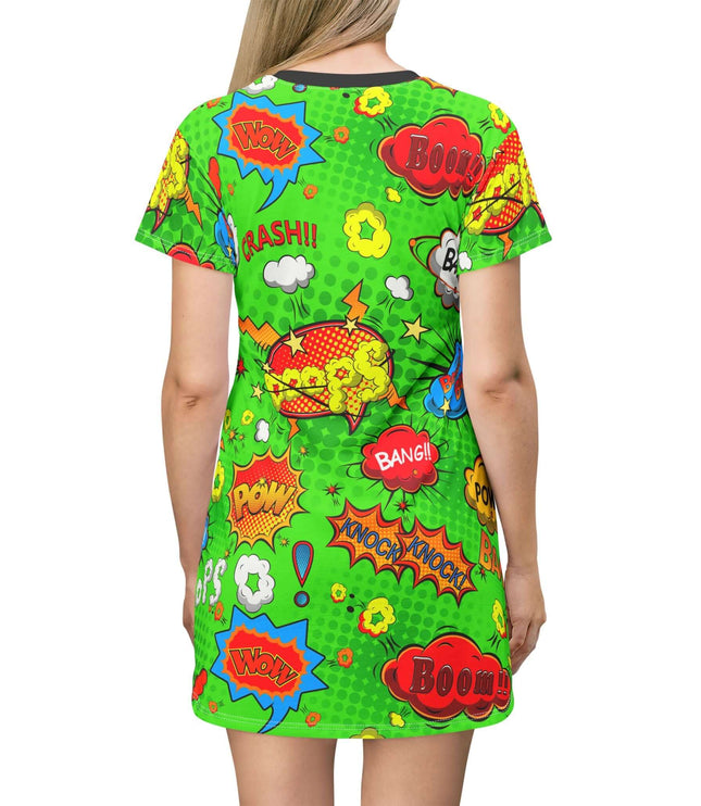Green Comic Pop Women's Tee Dress