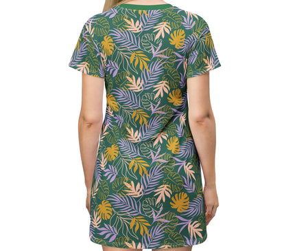 Tropical Leaf (Green) Women's Tee Dress