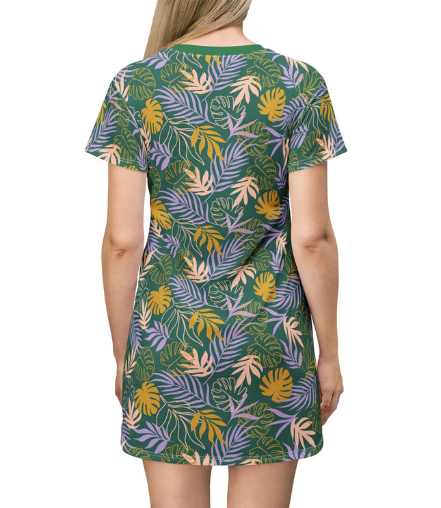 Tropical Leaf (Green) Women's Tee Dress