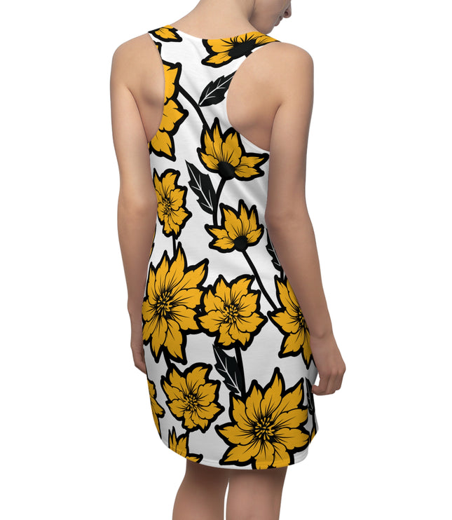 Yellow Floral Print Racerback Dress