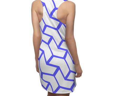 Blue Line Geometric Pattern Racerback Dress