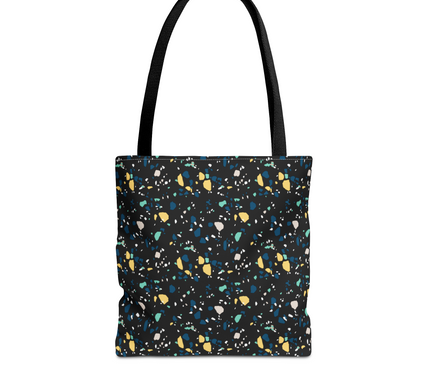 Black Terrazzo Pattern Tote Bag
