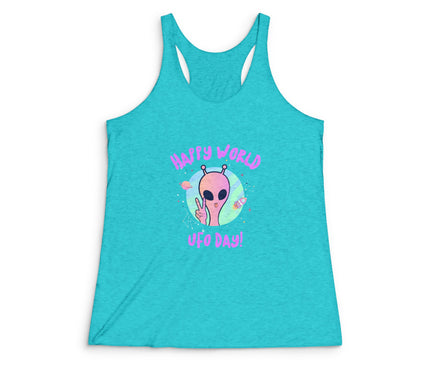 Happy UFO Day Women's Tri-Blend Racerback Tank