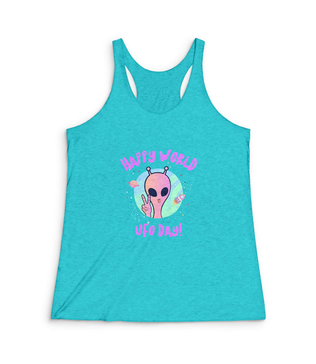 Happy UFO Day Women's Tri-Blend Racerback Tank