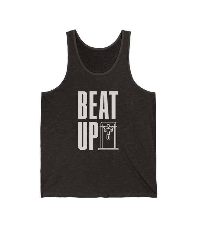 Beat Up Jersey Tank top in dark fabric, perfect for gym workouts and fitness activities.