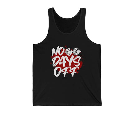 No Days Off Jersey Tank for gym lovers, featuring bold lettering and a lightweight design for a comfortable fit.