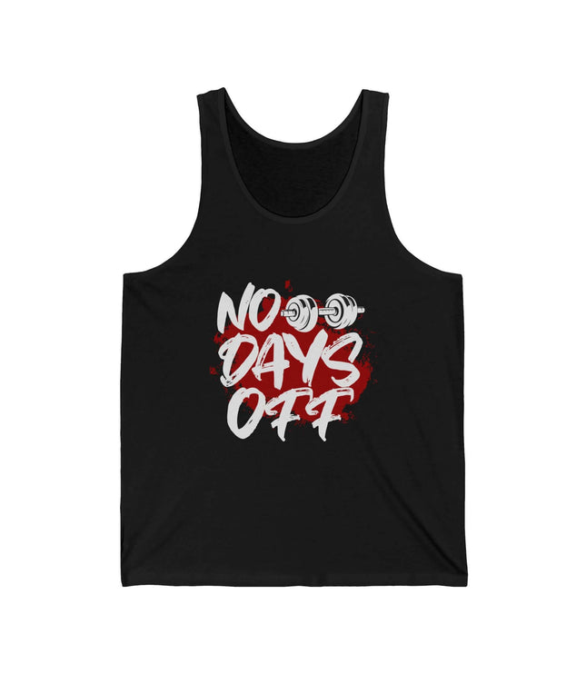 No Days Off Jersey Tank for gym lovers, featuring bold lettering and a lightweight design for a comfortable fit.