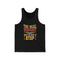 The Real Workout jersey tank top in black with motivational text for fitness enthusiasts.