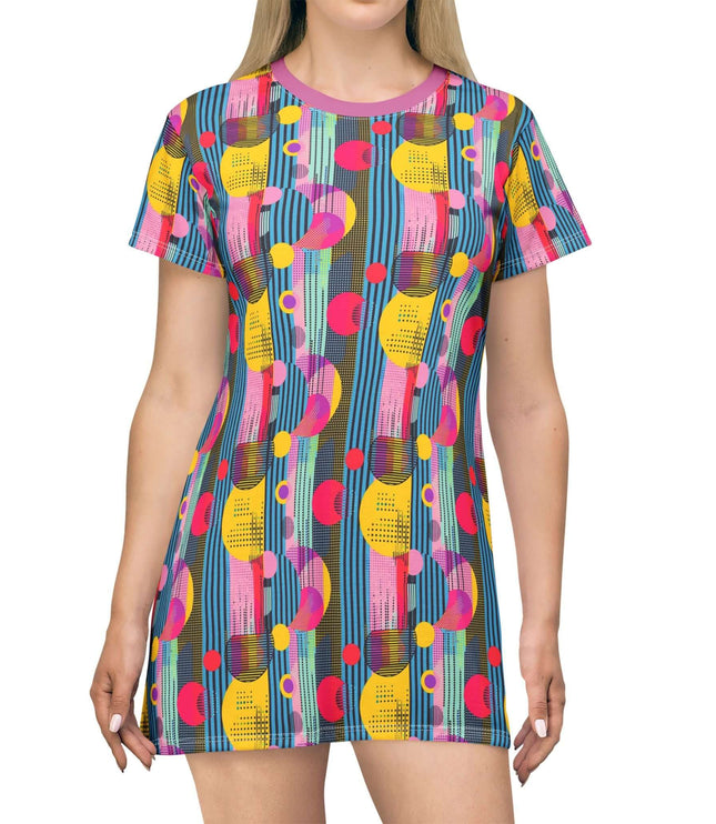 Vibrant Geometric Pop Art Women's Tee Dress