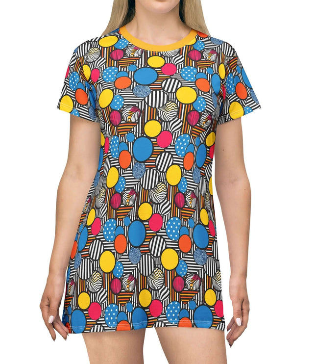 Bold Geometric Pop Circles Women's Tee Dress