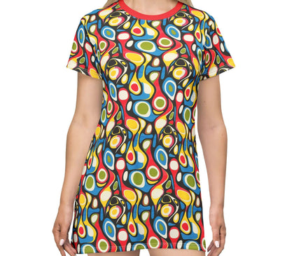Psychedelic Retro Abstract Women's Tee Dress