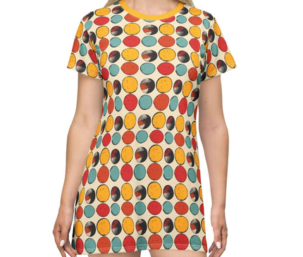 Retro Colorful Dots Women's Tee Dress