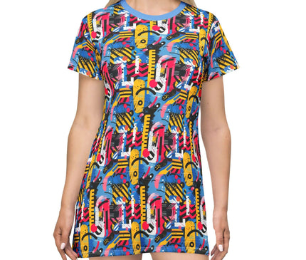 Abstract 80s Memphis Pop Art Women's Tee Dress