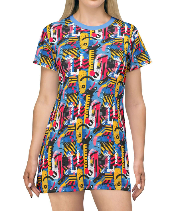 Abstract 80s Memphis Pop Art Women's Tee Dress