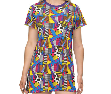 Abstract Memphis Geometric Print Women's Tee Dress