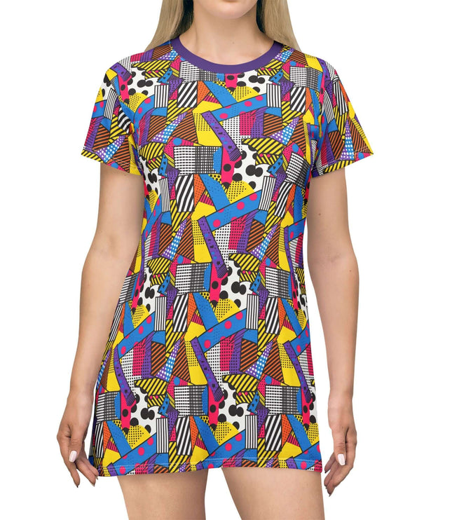 Abstract Memphis Geometric Print Women's Tee Dress