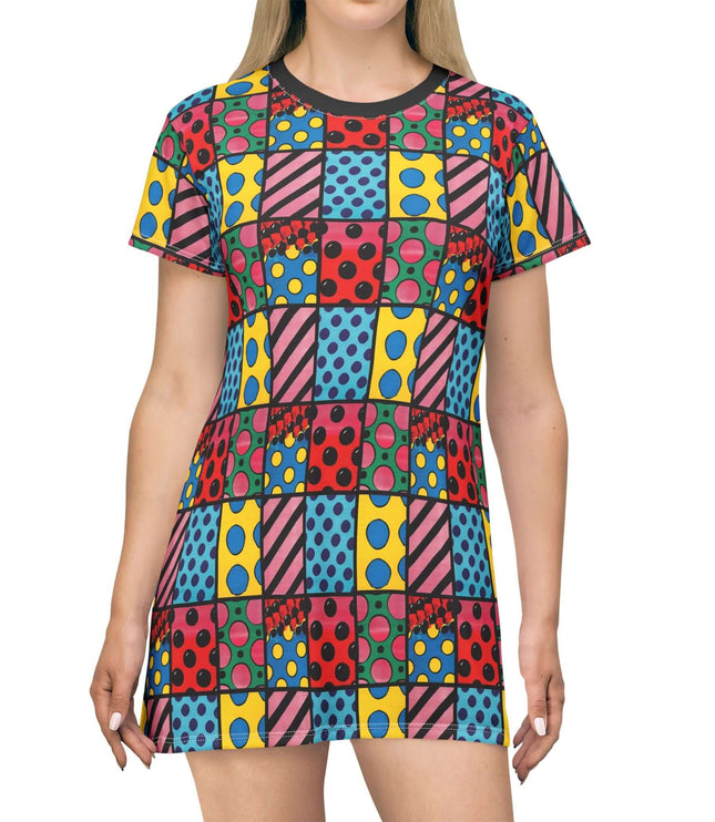 Colorful Pop Art Geometric Print Women's Tee Dress