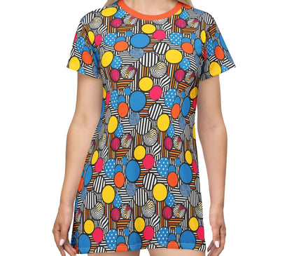 Bold Geometric Pop Circles Women's Tee Dress
