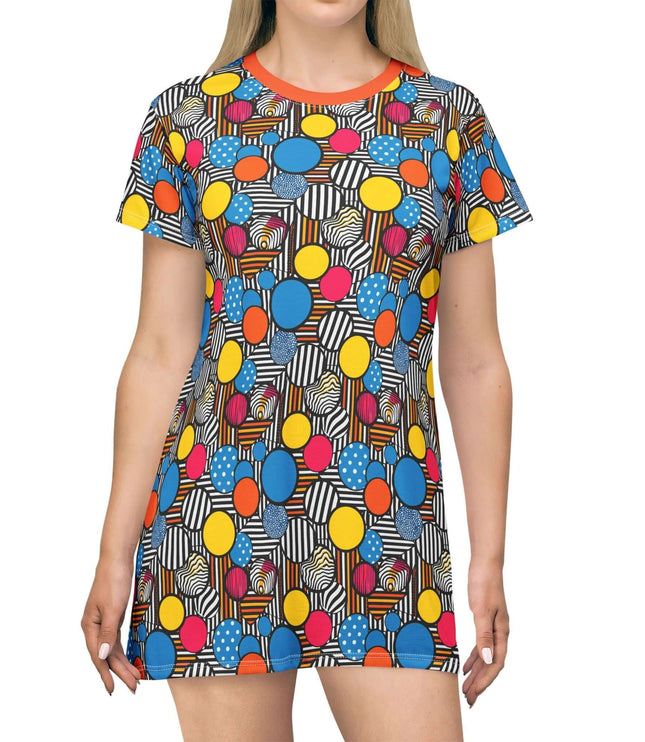 Bold Geometric Pop Circles Women's Tee Dress