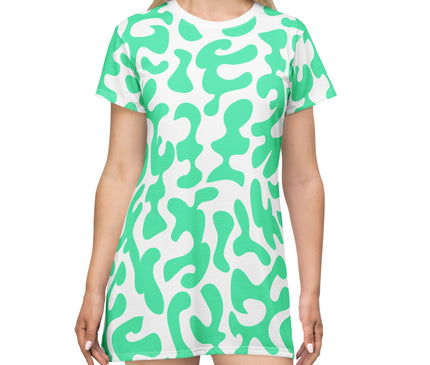 Light Green Abstract Pattern Women's Tee Dress