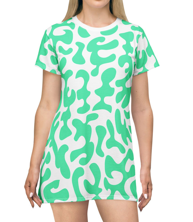 Light Green Abstract Pattern Women's Tee Dress
