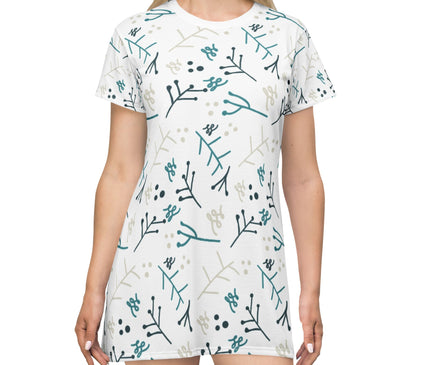 Floral Seamless Print Women's Tee Dress