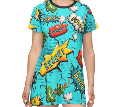 Comic Book Sound Effects Pop Art Women's Tee Dress
