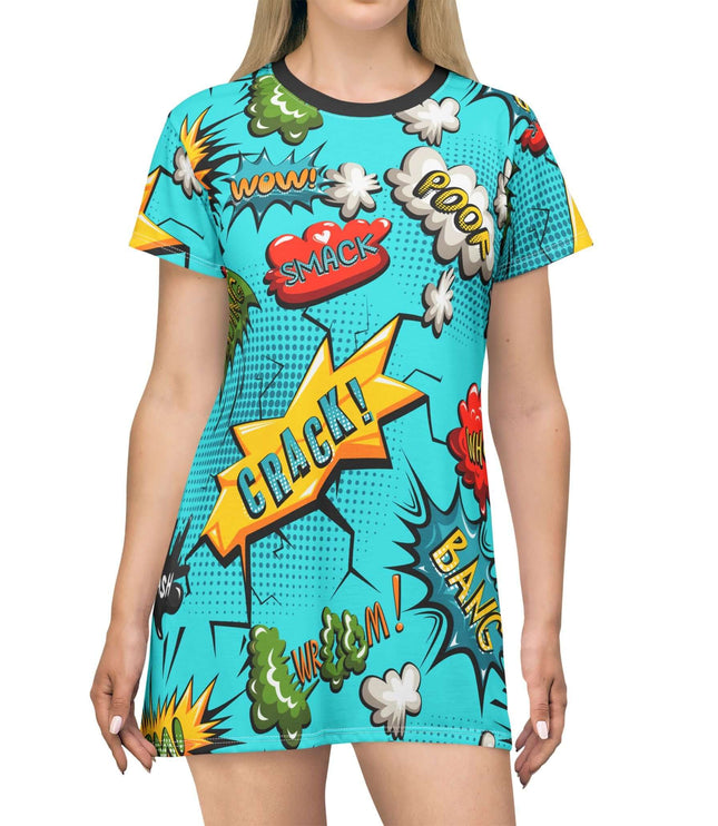 Comic Book Sound Effects Pop Art Women's Tee Dress