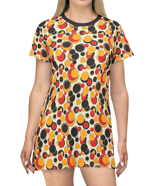 Retro Colorful Polka Dots Women's Tee Dress