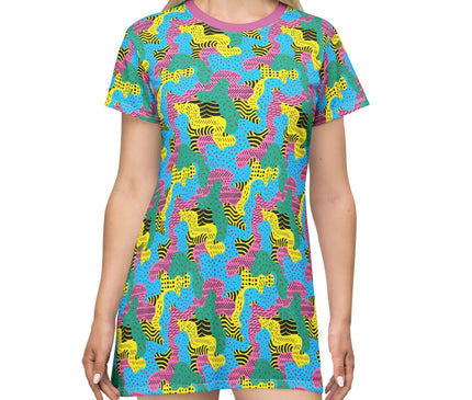 Retro Memphis Squiggle Women's Tee Dress