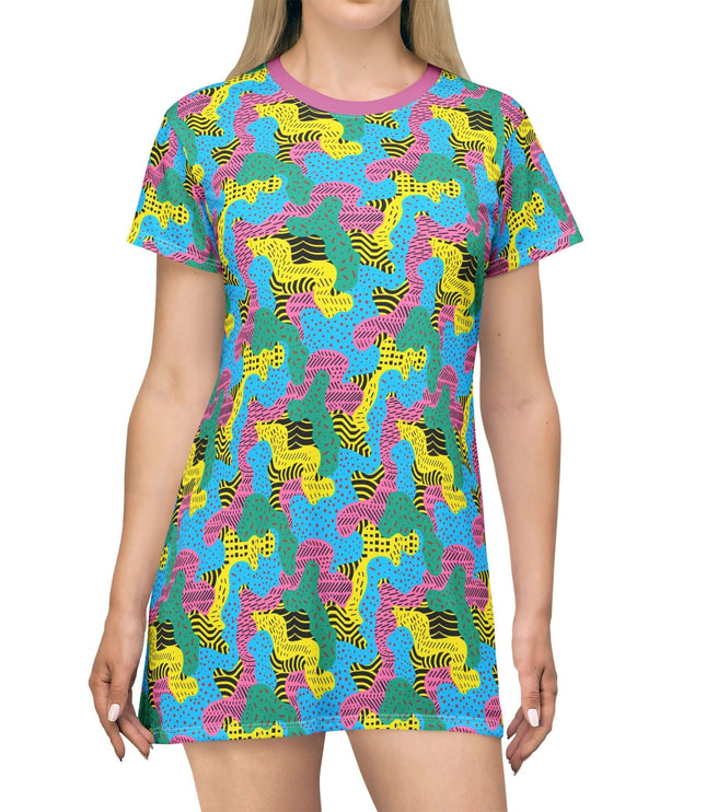 Retro Memphis Squiggle Women's Tee Dress