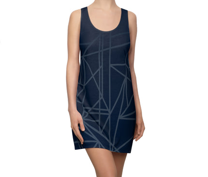 Abstract Blue Polygon Racerback Dress