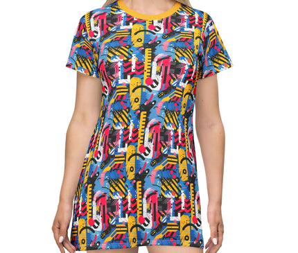 Abstract 80s Memphis Pop Art Women's Tee Dress