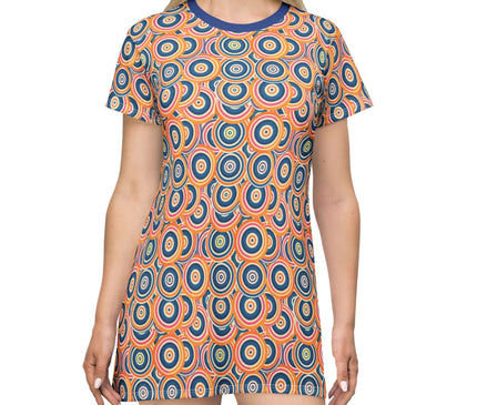 Retro Colorful Circles Women's Tee Dress