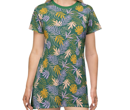 Tropical Leaf (Green) Women's Tee Dress