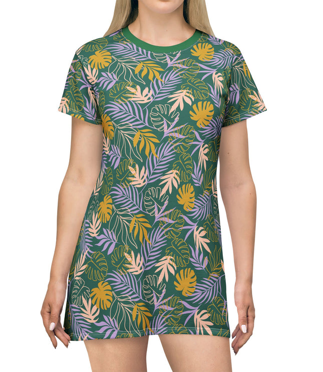 Tropical Leaf (Green) Women's Tee Dress