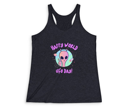 Happy UFO Day Women's Tri-Blend Racerback Tank